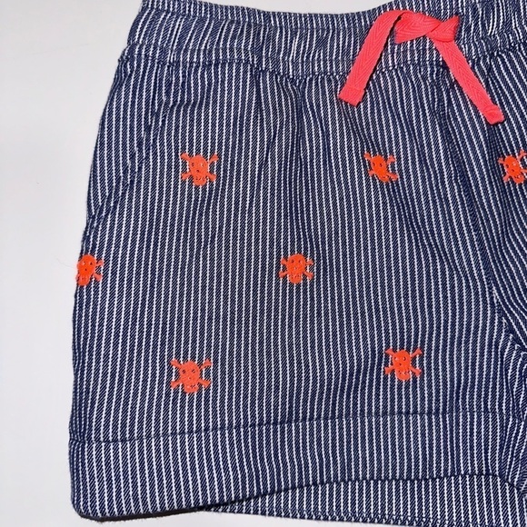 Mini Boden Girls 10 Years Railroad Stripe Neon Skull Cotton Shorts Heart Pockets - Picture 4 of 7